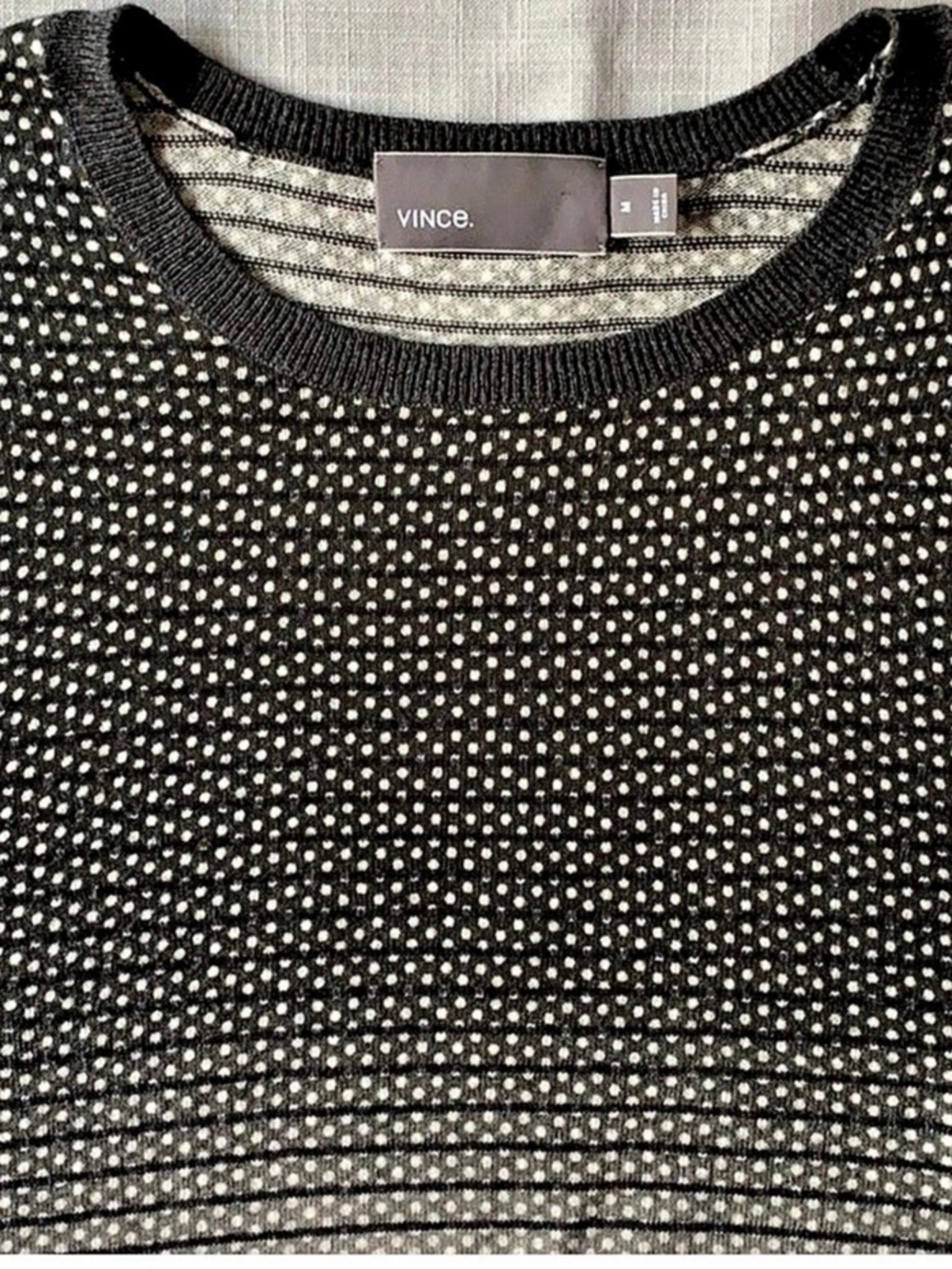 Vince Luxury Ombré Micro-Dot to Stripe Cashmere Blend Sweater M - Picture 4 of 8